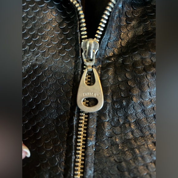 Doma Punched Scaled Textured Leather Jacket, Black - Picture 11 of 15